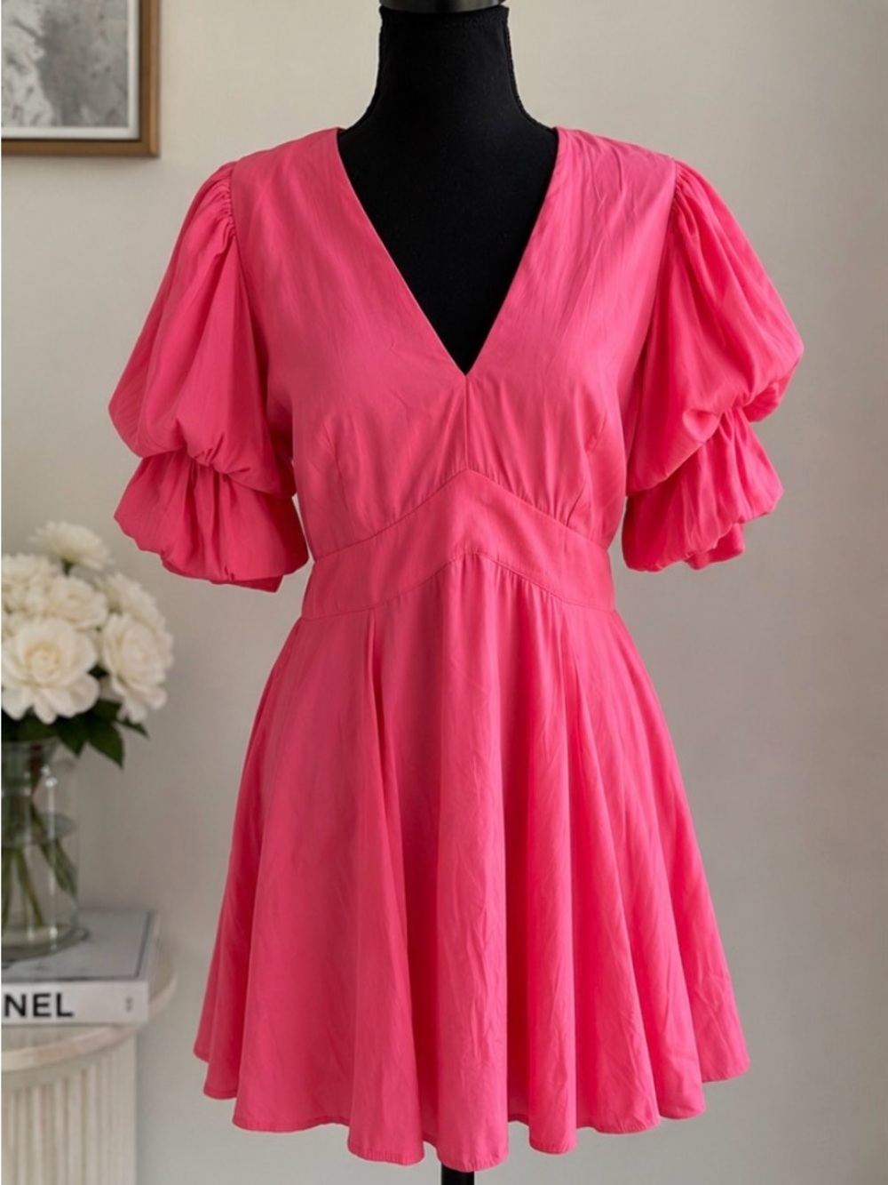 1. STATE Pink Puff Sleeve Mini Dress – Size M